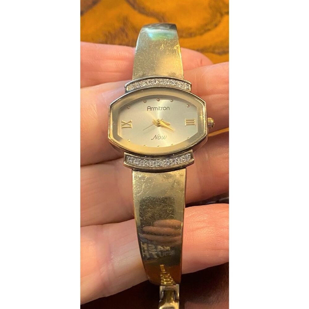 Women's 25mm Gold Tone Armitron Now Watch, Crystal Accents